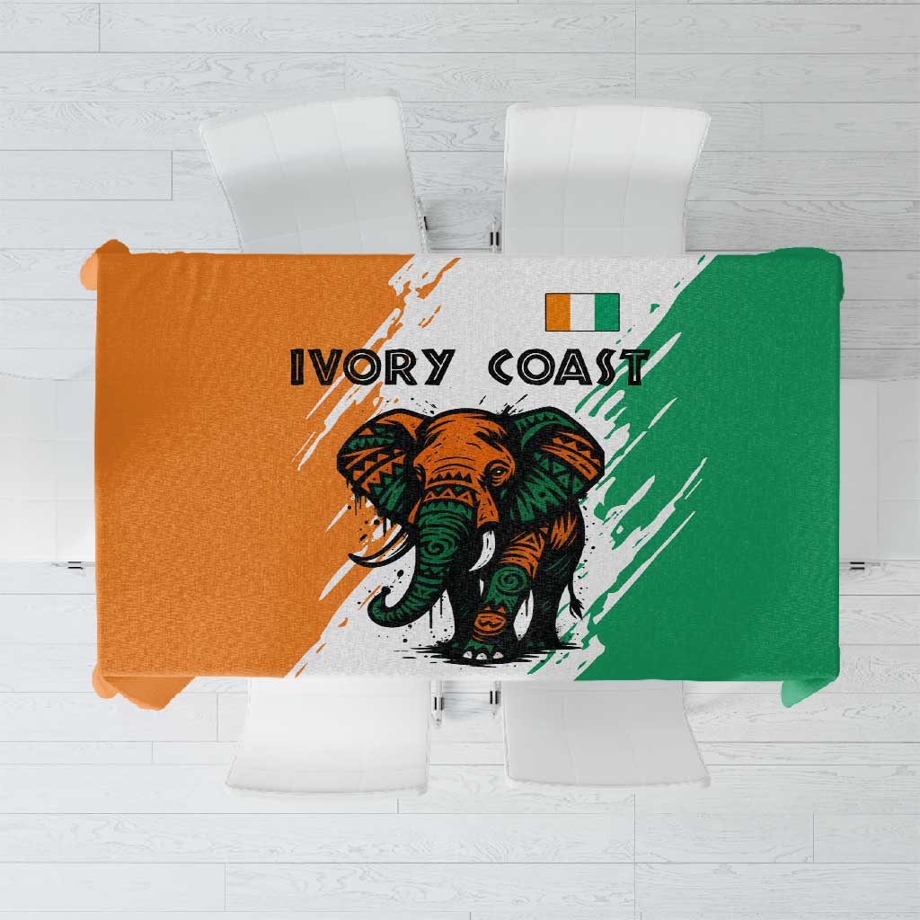 Ivory Coast Tablecloth African Elephant in Ivorian Flag Colors - African Pride