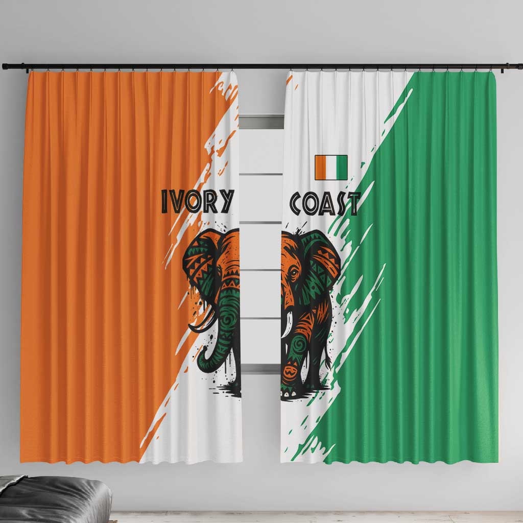 Ivory Coast Window Curtain African Elephant in Ivorian Flag Colors - African Pride