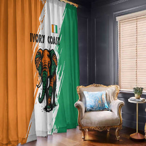 Ivory Coast Window Curtain African Elephant in Ivorian Flag Colors - African Pride