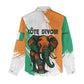Ivory Coast Women Casual Shirt African Elephant in Ivorian Flag Colors - African Pride