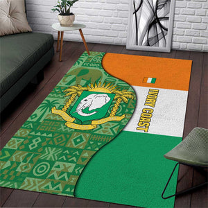 Ivory Coast Area Rug Elephant Crest and Tribal Pattern - African Pride