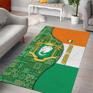 Ivory Coast Area Rug Elephant Crest and Tribal Pattern - African Pride