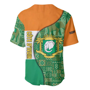 Ivory Coast Baseball Jersey Elephant Crest and Tribal Pattern - African Pride