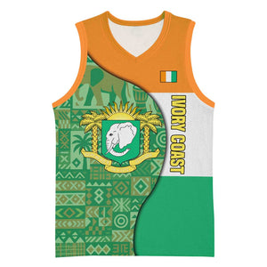 Ivory Coast Basketball Jersey Elephant Crest and Tribal Pattern - African Pride
