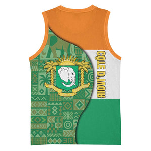 Ivory Coast Basketball Jersey Elephant Crest and Tribal Pattern - African Pride