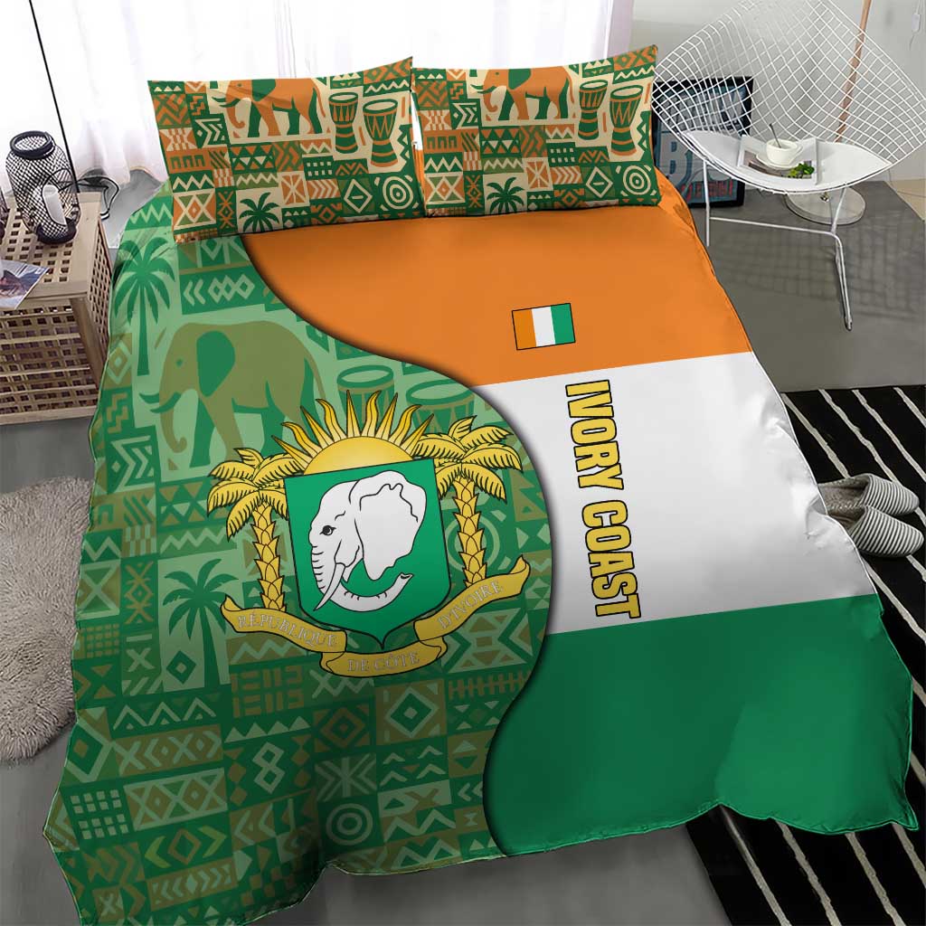 Ivory Coast Bedding Set Elephant Crest and Tribal Pattern - African Pride