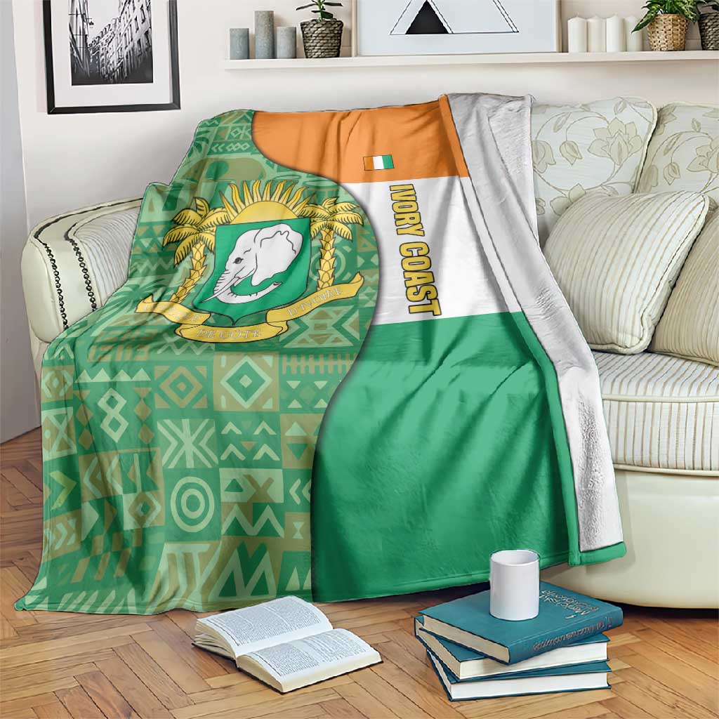 Ivory Coast Blanket Elephant Crest and Tribal Pattern - African Pride