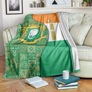 Ivory Coast Blanket Elephant Crest and Tribal Pattern - African Pride