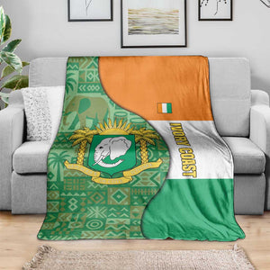 Ivory Coast Blanket Elephant Crest and Tribal Pattern - African Pride