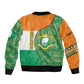 Ivory Coast Bomber Jacket Elephant Crest and Tribal Pattern - African Pride