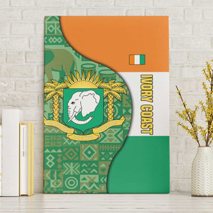 Ivory Coast Canvas Wall Art Elephant Crest and Tribal Pattern - African Pride