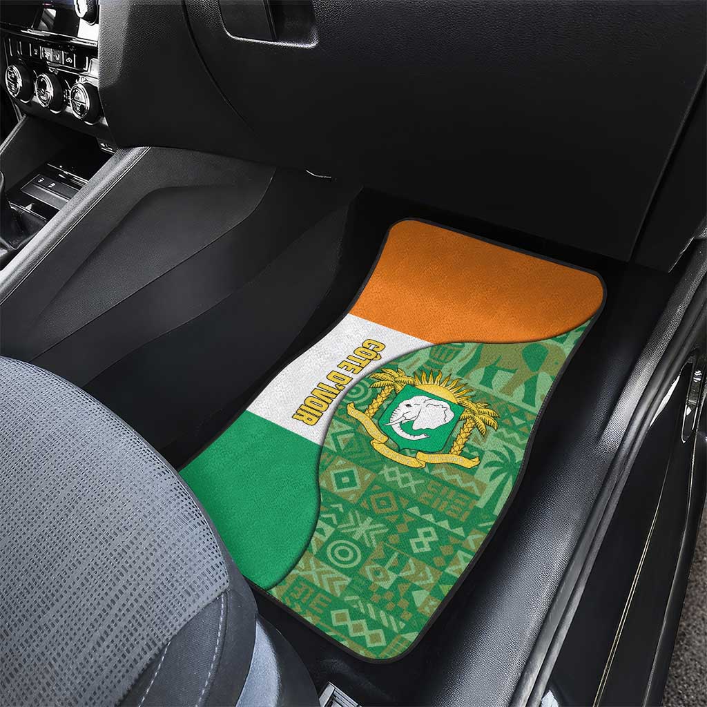 Ivory Coast Car Mats Elephant Crest and Tribal Pattern - African Pride