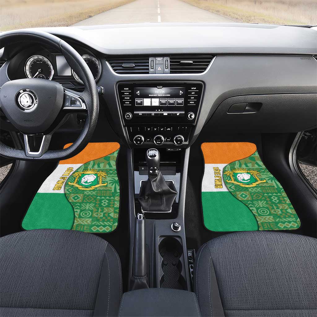 Ivory Coast Car Mats Elephant Crest and Tribal Pattern - African Pride