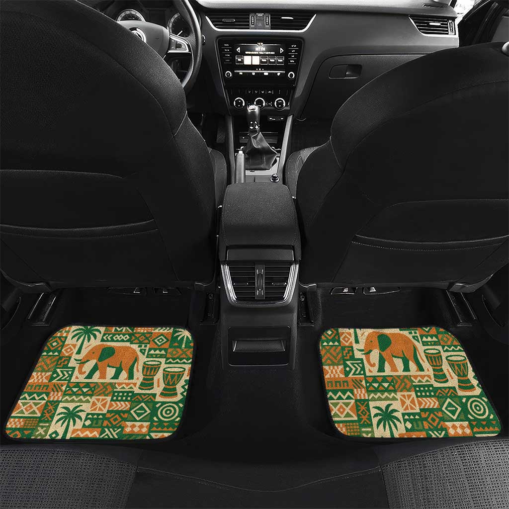 Ivory Coast Car Mats Elephant Crest and Tribal Pattern - African Pride