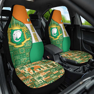 Ivory Coast Car Seat Cover Elephant Crest and Tribal Pattern - African Pride