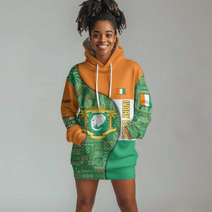 Ivory Coast Hoodie Dress Elephant Crest and Tribal Pattern - African Pride