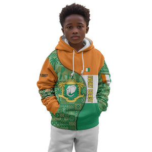 Ivory Coast Kid Hoodie Elephant Crest and Tribal Pattern - African Pride