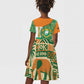 Ivory Coast Kid Short Sleeve Dress Elephant Crest and Tribal Pattern - African Pride