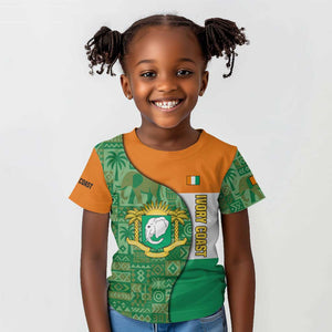 Ivory Coast Kid T shirt Elephant Crest and Tribal Pattern - African Pride