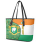 Ivory Coast Leather Tote Bag Elephant Crest and Tribal Pattern - African Pride