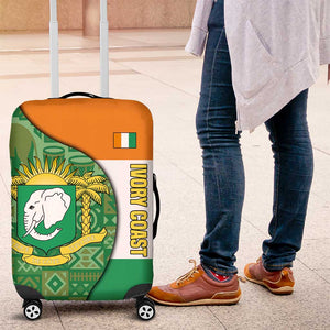 Ivory Coast Luggage Cover Elephant Crest and Tribal Pattern - African Pride