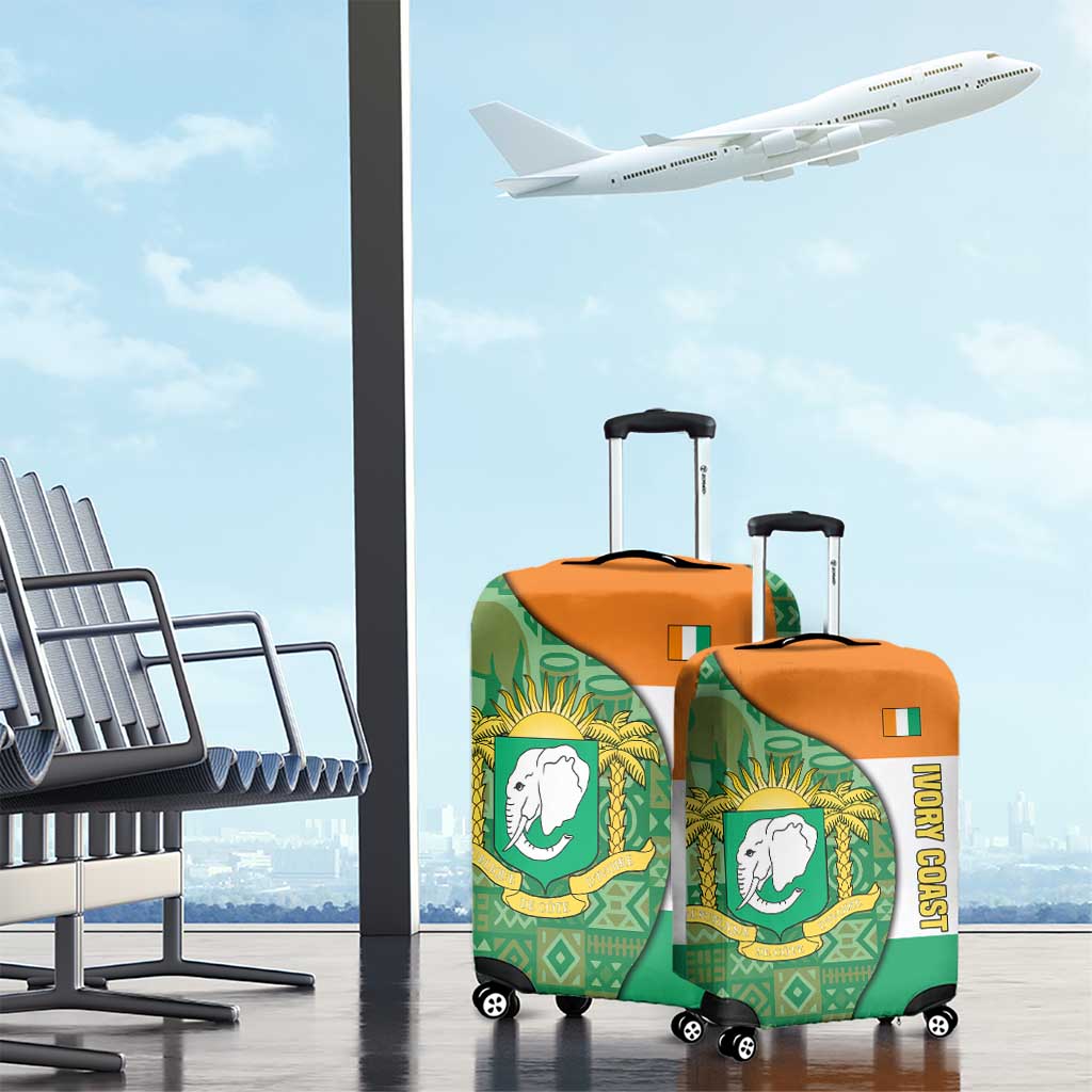 Ivory Coast Luggage Cover Elephant Crest and Tribal Pattern - African Pride