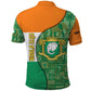 Ivory Coast Polo Shirt Elephant Crest and Tribal Pattern - African Pride