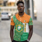 Ivory Coast Polo Shirt Elephant Crest and Tribal Pattern - African Pride