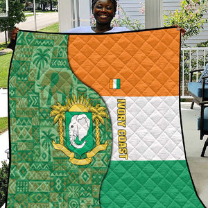 Ivory Coast Quilt Elephant Crest and Tribal Pattern - African Pride