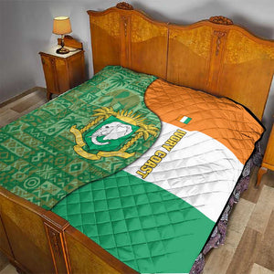 Ivory Coast Quilt Elephant Crest and Tribal Pattern - African Pride