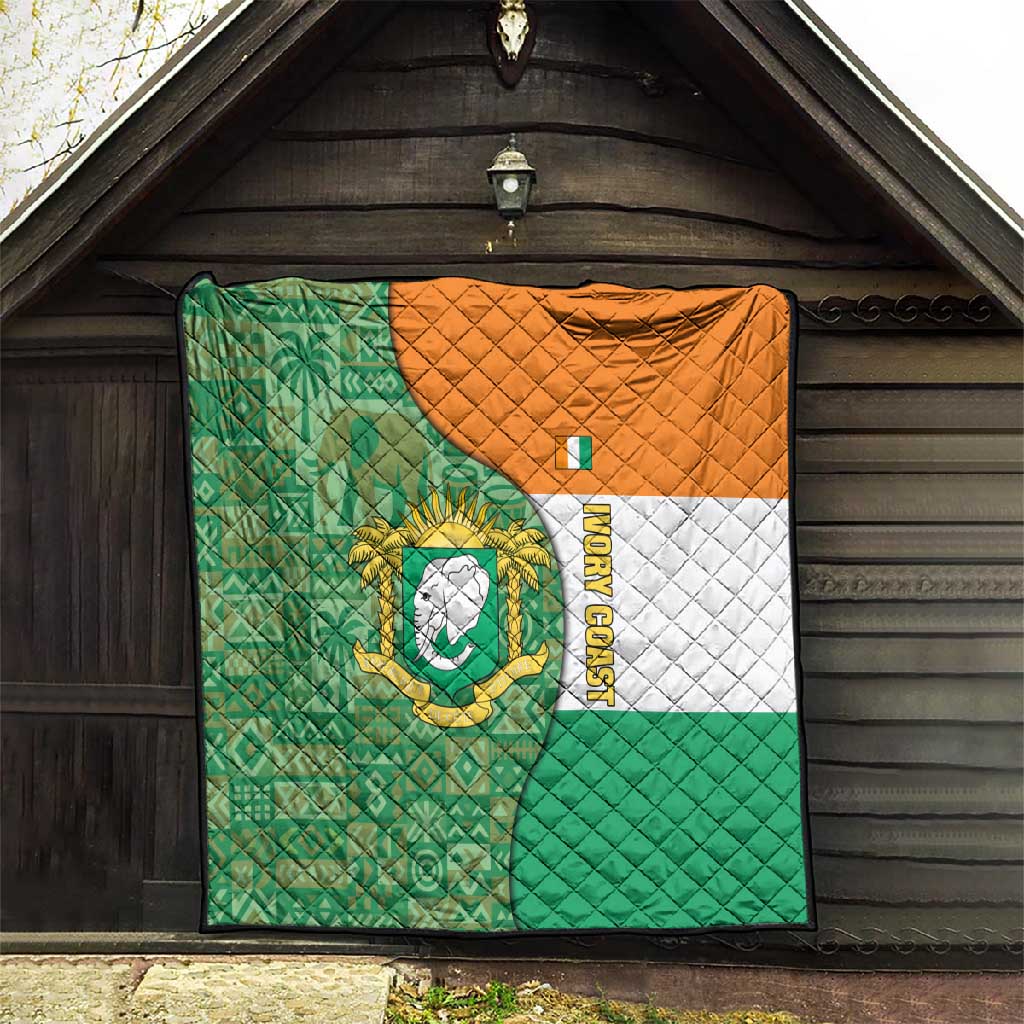 Ivory Coast Quilt Elephant Crest and Tribal Pattern - African Pride