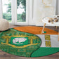 Ivory Coast Round Carpet Elephant Crest and Tribal Pattern - African Pride