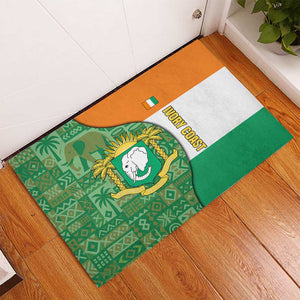 Ivory Coast Rubber Doormat Elephant Crest and Tribal Pattern - African Pride