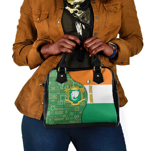 Ivory Coast Shoulder Handbag Elephant Crest and Tribal Pattern - African Pride
