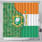 Ivory Coast Shower Curtain Elephant Crest and Tribal Pattern - African Pride