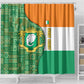 Ivory Coast Shower Curtain Elephant Crest and Tribal Pattern - African Pride