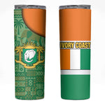 Ivory Coast Skinny Tumbler Elephant Crest and Tribal Pattern - African Pride