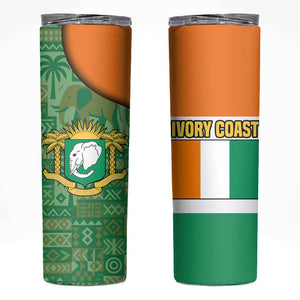 Ivory Coast Skinny Tumbler Elephant Crest and Tribal Pattern - African Pride