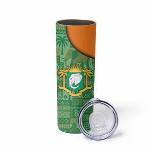 Ivory Coast Skinny Tumbler Elephant Crest and Tribal Pattern - African Pride