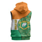 Ivory Coast Sleeveless Zip Hoodie Elephant Crest and Tribal Pattern - African Pride
