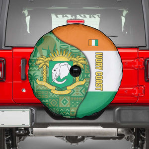 Ivory Coast Spare Tire Cover Elephant Crest and Tribal Pattern - African Pride
