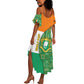 Ivory Coast Summer Maxi Dress Elephant Crest and Tribal Pattern - African Pride