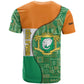 Ivory Coast T shirt Elephant Crest and Tribal Pattern - African Pride