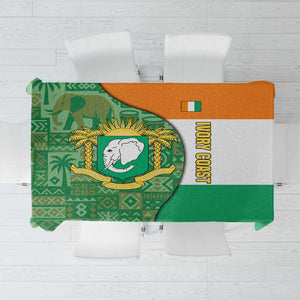 Ivory Coast Tablecloth Elephant Crest and Tribal Pattern - African Pride