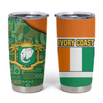 Ivory Coast Tumbler Cup Elephant Crest and Tribal Pattern - African Pride