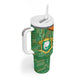 Ivory Coast Tumbler With Handle Elephant Crest and Tribal Pattern - African Pride