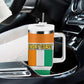 Ivory Coast Tumbler With Handle Elephant Crest and Tribal Pattern - African Pride