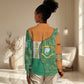 Ivory Coast Women Casual Shirt Elephant Crest and Tribal Pattern - African Pride