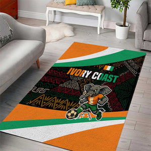 Ivory Coast Elephants Football Area Rug Soccer with Tribal Pattern - African Pride