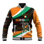 Ivory Coast Elephants Football Baseball Jacket Soccer with Tribal Pattern - African Pride